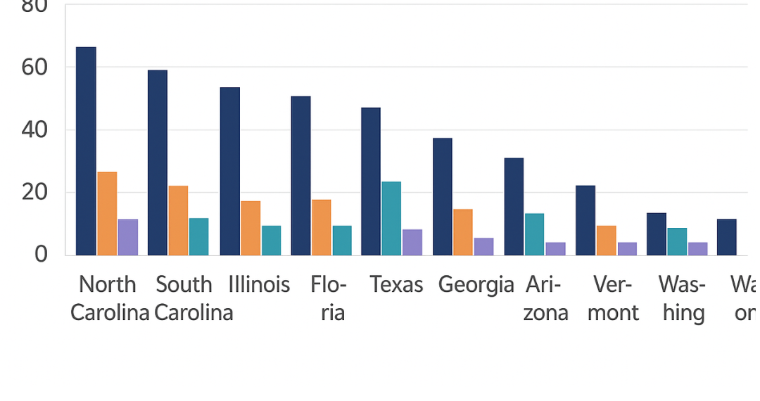 노스 & 사우스 캐롤라이나주, 미국 이주 러시의 새 중심지로 부상