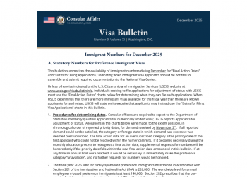 12월 미국 영주권 문호, 취업이민 중심으로 ‘소폭 진전’
