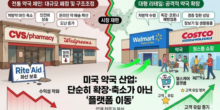 미국 약국 시장의 거대한 재편: ‘체인의 몰락’과 ‘리테일의 부상’
