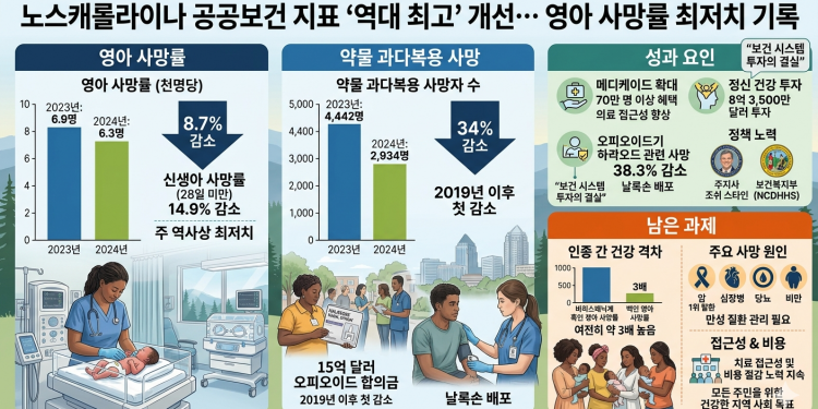 노스캐롤라이나 공공보건 ‘역대급 개선’