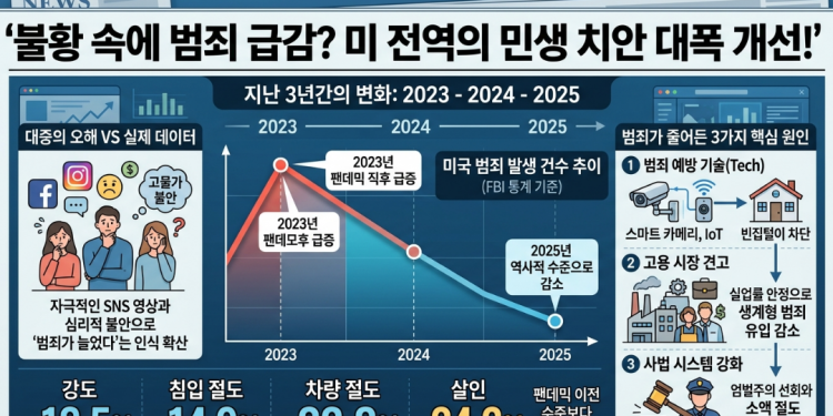불황기에 범죄 폭등? 미국 절도·강도·살인 사건 오히려 역사적 급감