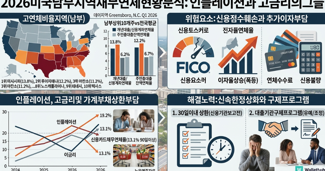 미 가계부채 연체, 남부에 집중…미시시피 전국 최고 13.8%