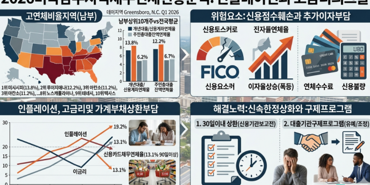 미 가계부채 연체, 남부에 집중…미시시피 전국 최고 13.8%