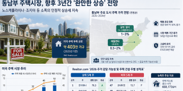 노스캐롤라이나·조지아 등 동남부, 향후 3년간 폭등 없이 ‘소폭의 안정적 상승’ 추세 이어갈 듯