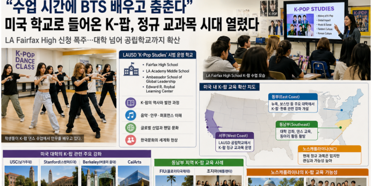 “수업 시간에 BTS 배우고 춤춘다”…미국 학교로 들어온 K-팝, 정규 교과목 시대 열렸다