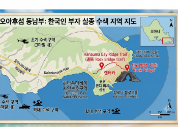 하와이 하나우마베이서 한국인 부자 실종, 사흘째 대규모 수색 중