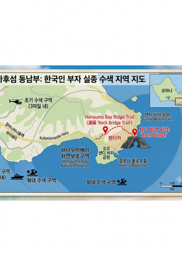 하와이 하나우마베이서 한국인 부자 실종, 사흘째 대규모 수색 중