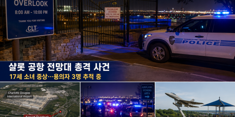 폐쇄된 새벽 2시 샬롯 공항 전망대서 총성…17세 소녀 중태