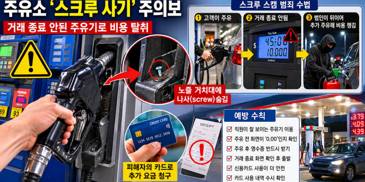 주유 끝났다고 안심했다간 낭패…미 전역 확산하는 ‘가스펌프 사기’ 비상