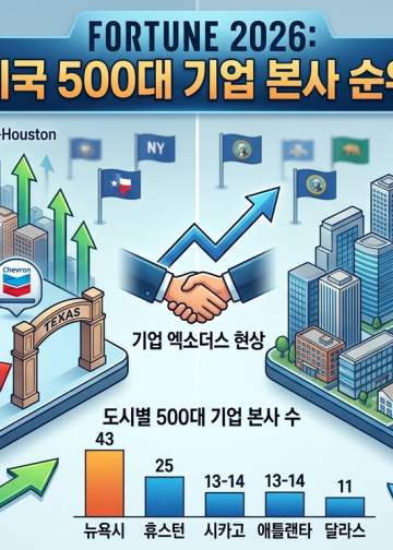 텍사스, 캘리포니아 제치고 ‘포천 500’ 기업 본사 수 전국 1위 탈환