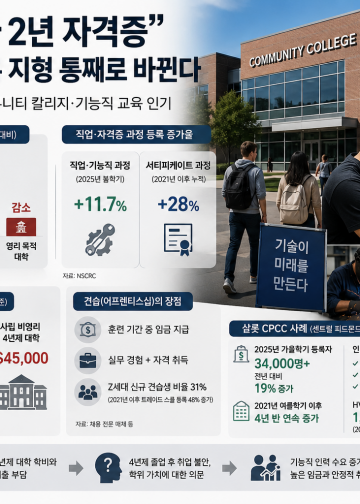 “4년 학위보다 2년 자격증”… 미국 대학가, 등록 지형 통째로 바뀐다
