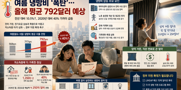 사상 최고치 찍은 미국 여름 전기요금…가구당 냉방비 평균 792달러