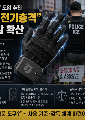 ICE, ‘전기충격 장갑’ 도입 추진…”긴장 완화” vs “고문 도구” 격돌