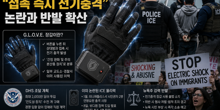 ICE, ‘전기충격 장갑’ 도입 추진…”긴장 완화” vs “고문 도구” 격돌
