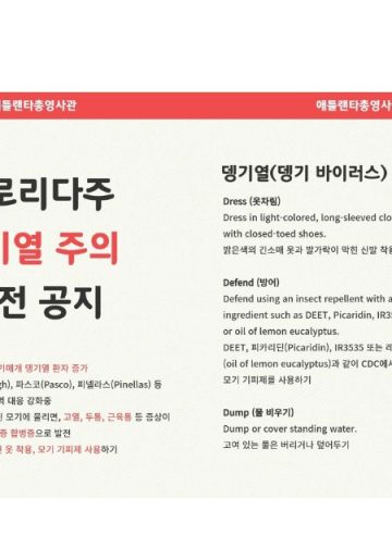 플로리다 뎅기열 환자 증가…”밝은 긴소매 옷에 기피제 필수”