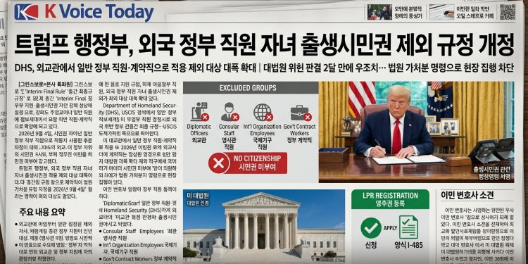트럼프 행정부, 외국 정부 직원 자녀 출생시민권 ‘불허’…규정 개정 감행