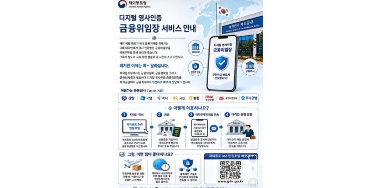 재외동포청, ‘디지털 영사인증 금융위임장’ 서비스 시작
