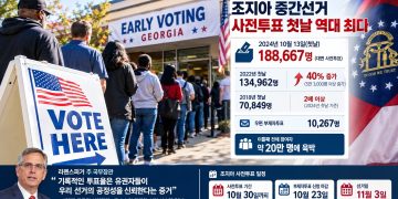 조지아 사전투표 첫날 18만8천명 ‘역대 최다’…2022년보다 40% 급증