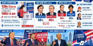 조지아 사전투표 140만 육박, 상원 오소프 8%p 리드·주지사는 초접전